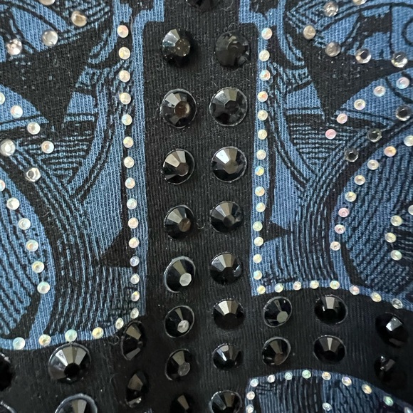 Vocal Rhinestones/Crystal Embellished Blue Cross Tank Top Sz Medium - Picture 3 of 12